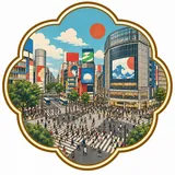 Shibuya Crossing collectible Passport badge