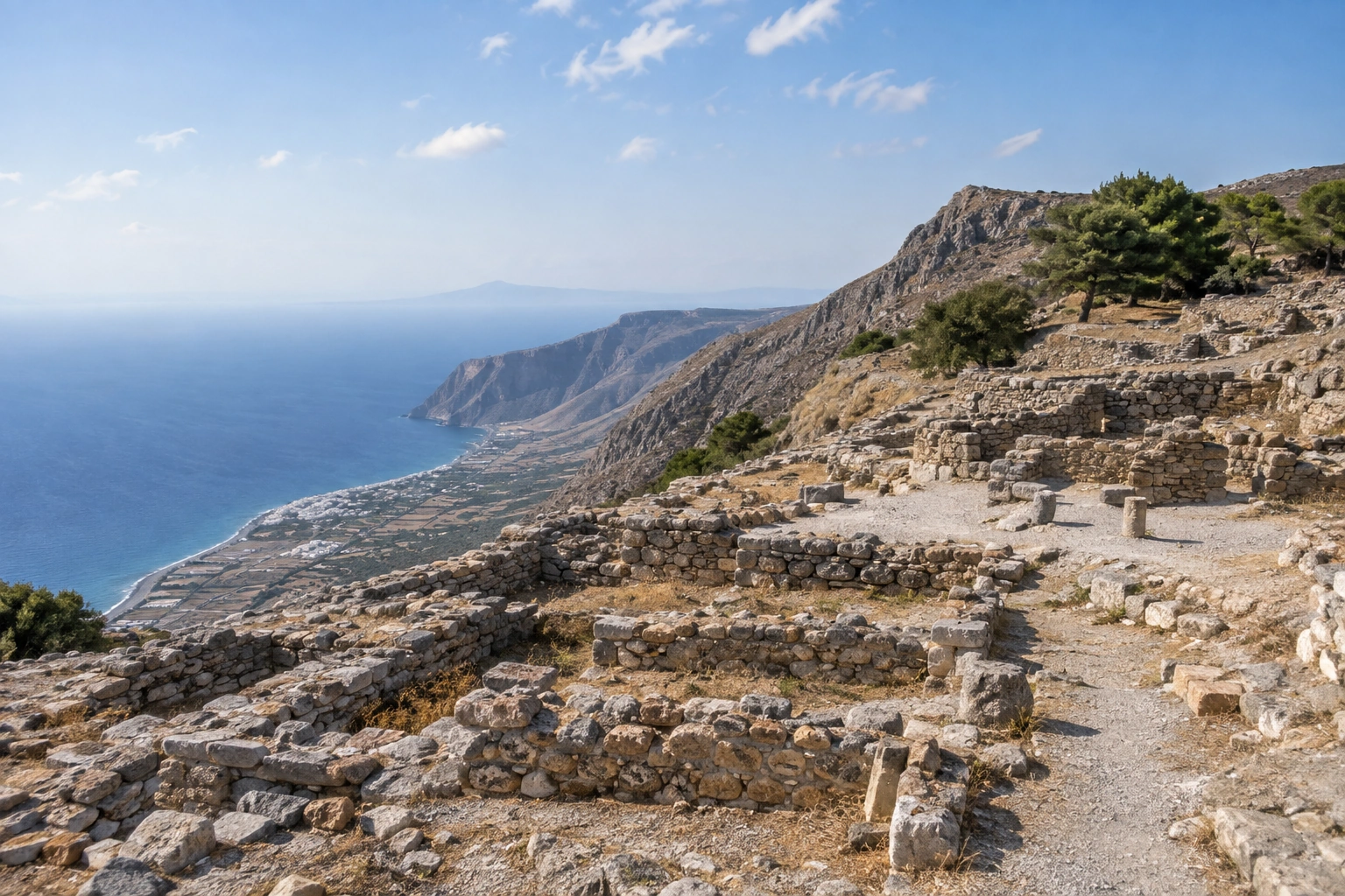 Illustrative catalog artwork of Ancient Thera in Santorini