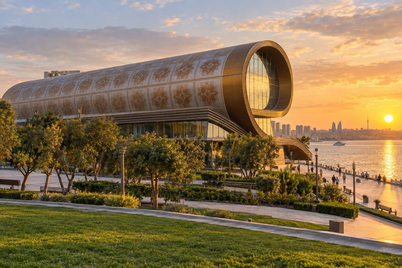 Illustrative catalog artwork of the Azerbaijan Carpet Museum in Baku