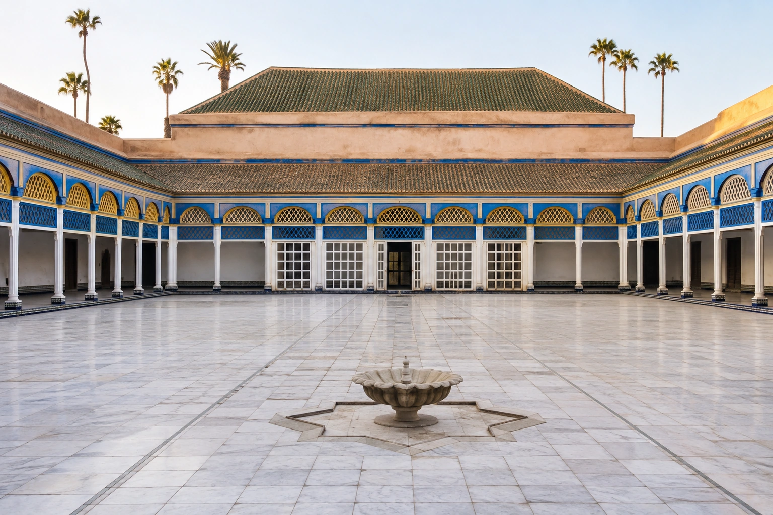 Illustrative catalog artwork of Bahia Palace in Marrakech