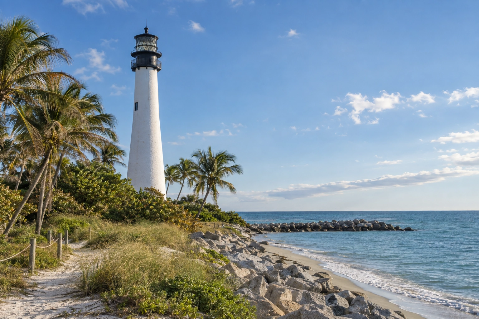 Illustrative catalog artwork of the Cape Florida Lighthouse in Key Biscayne