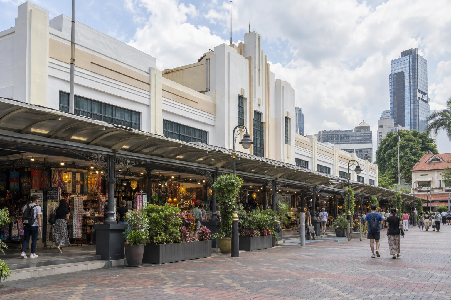 Illustrative catalog artwork of the Central Market Art Deco hall in Kuala Lumpur