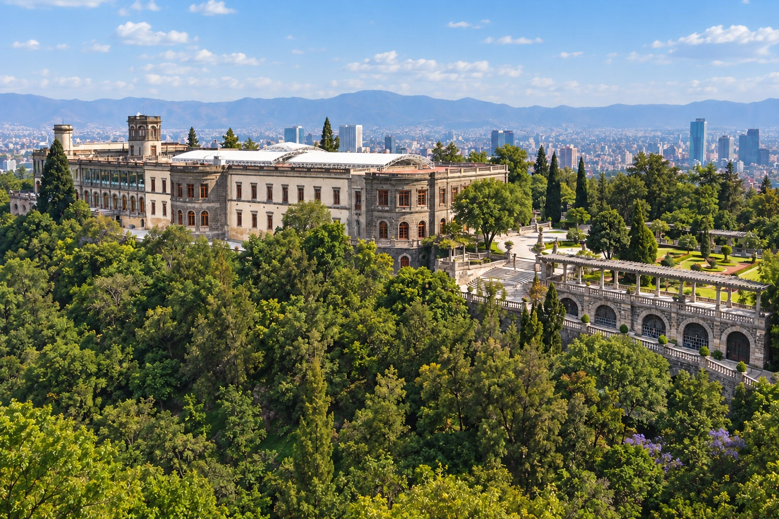 Illustrative catalog artwork of Chapultepec Castle in Mexico City