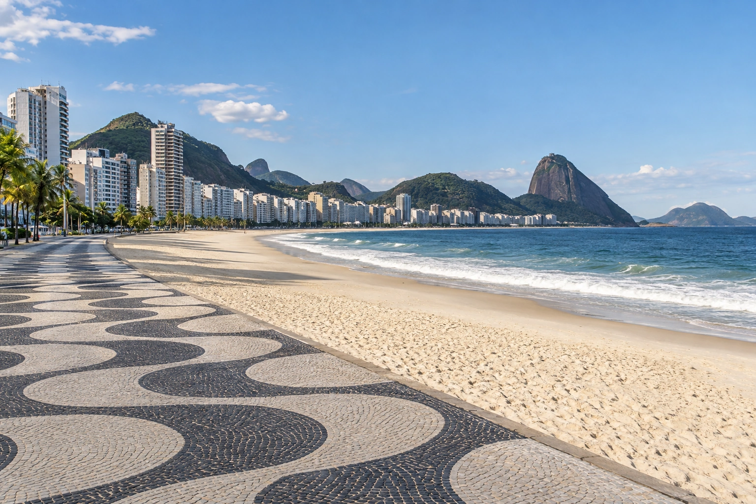Illustrative catalog artwork of Copacabana Beach in Rio de Janeiro