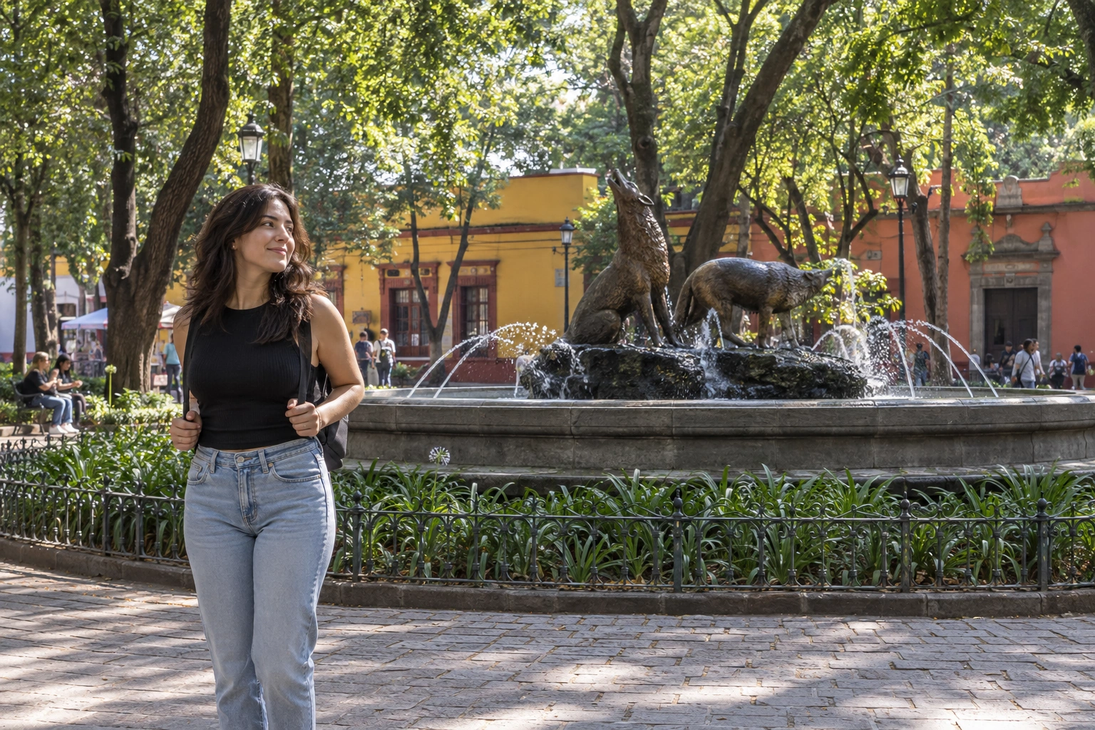 Illustrative Coyoacan Fountain Experience preview for Jardin Centenario Coyoacan
