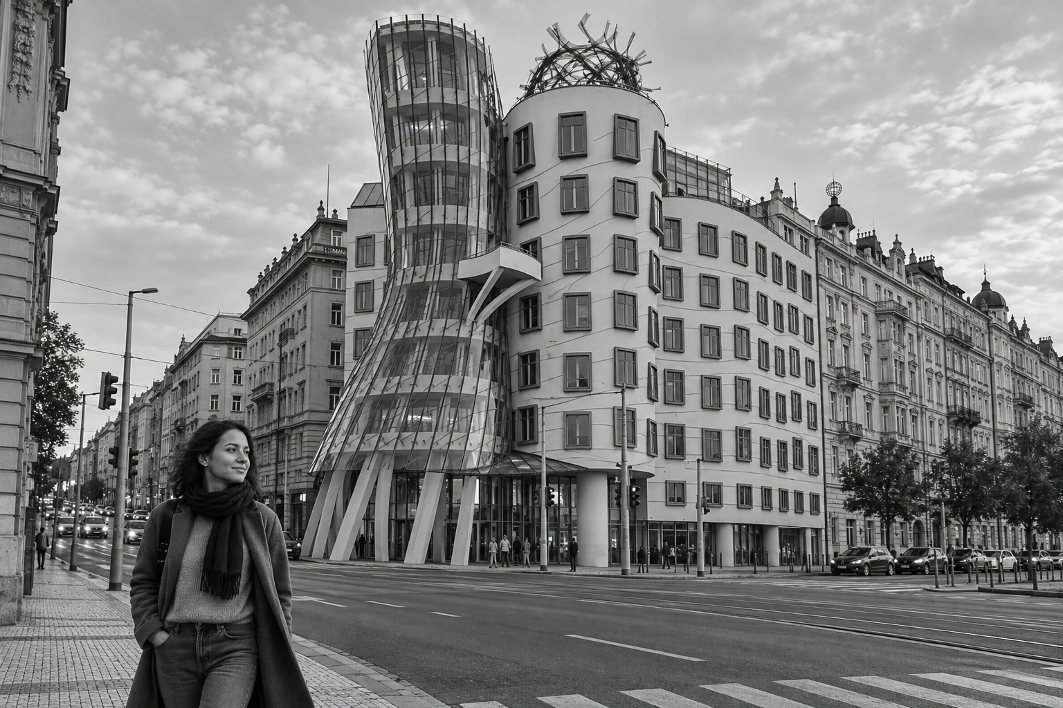 Illustrative Dancing House on Film Experience preview for Dancing House