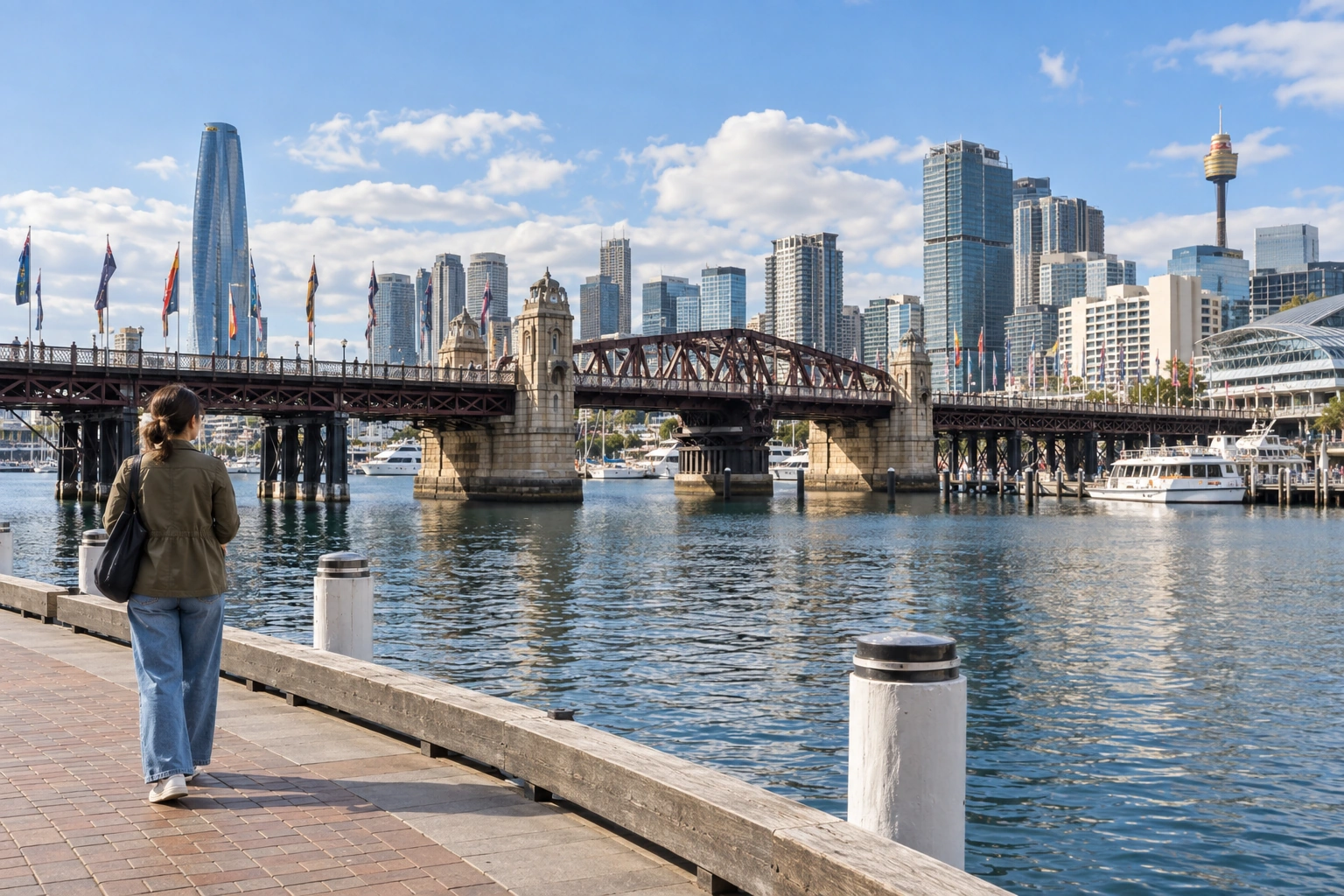 Illustrative Pyrmont Bridge Daylight Experience preview for Darling Harbour