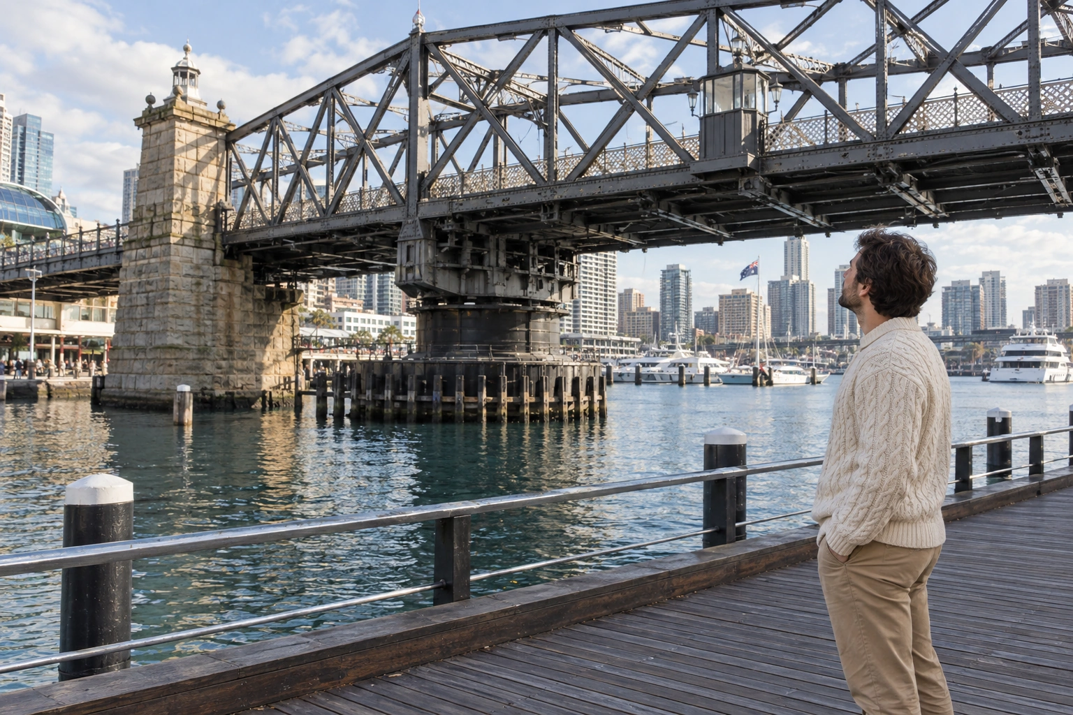 Illustrative Swing Span Promenade Experience preview for Darling Harbour