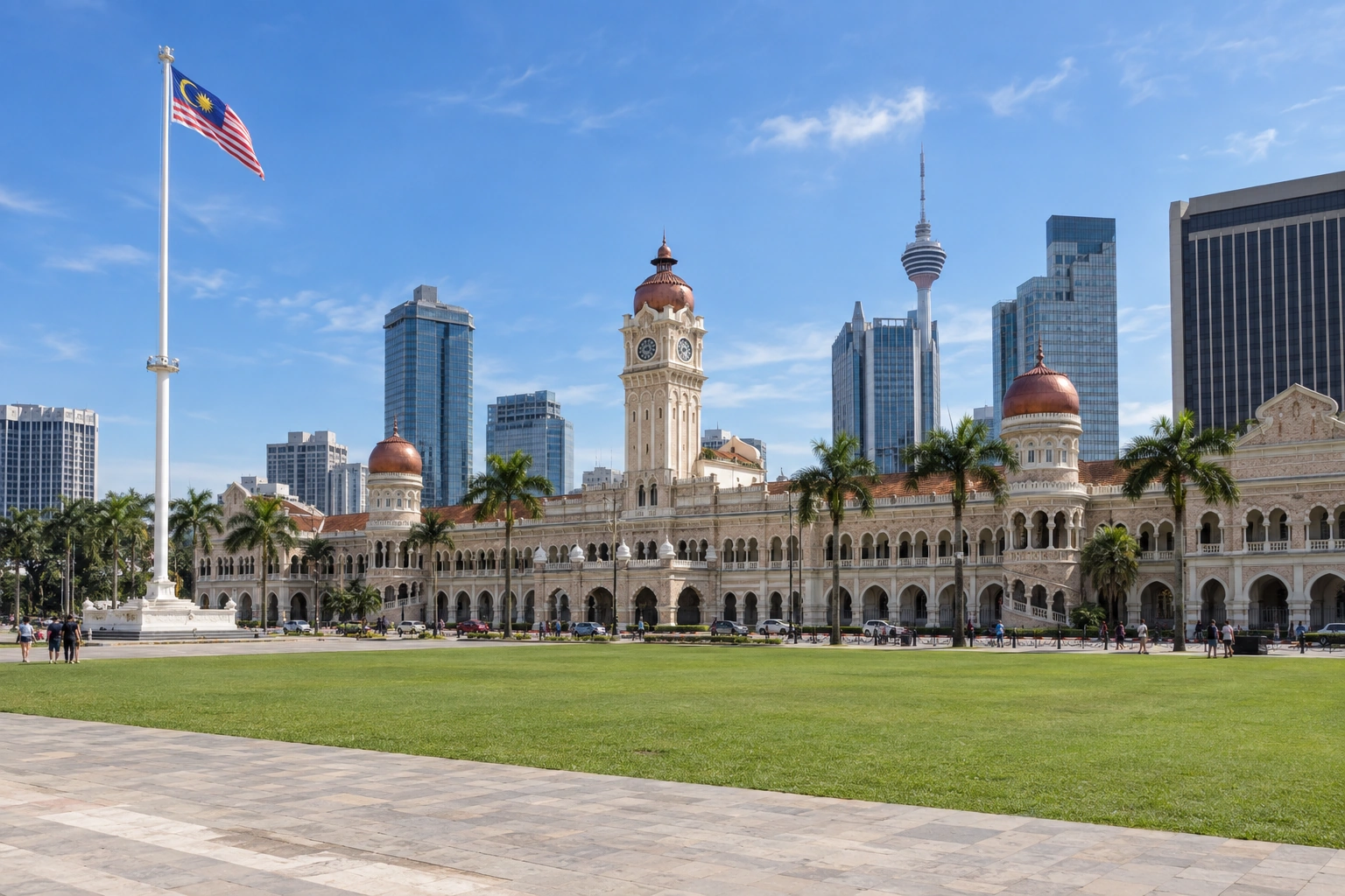 Illustrative catalog artwork of Dataran Merdeka with the Sultan Abdul Samad Building