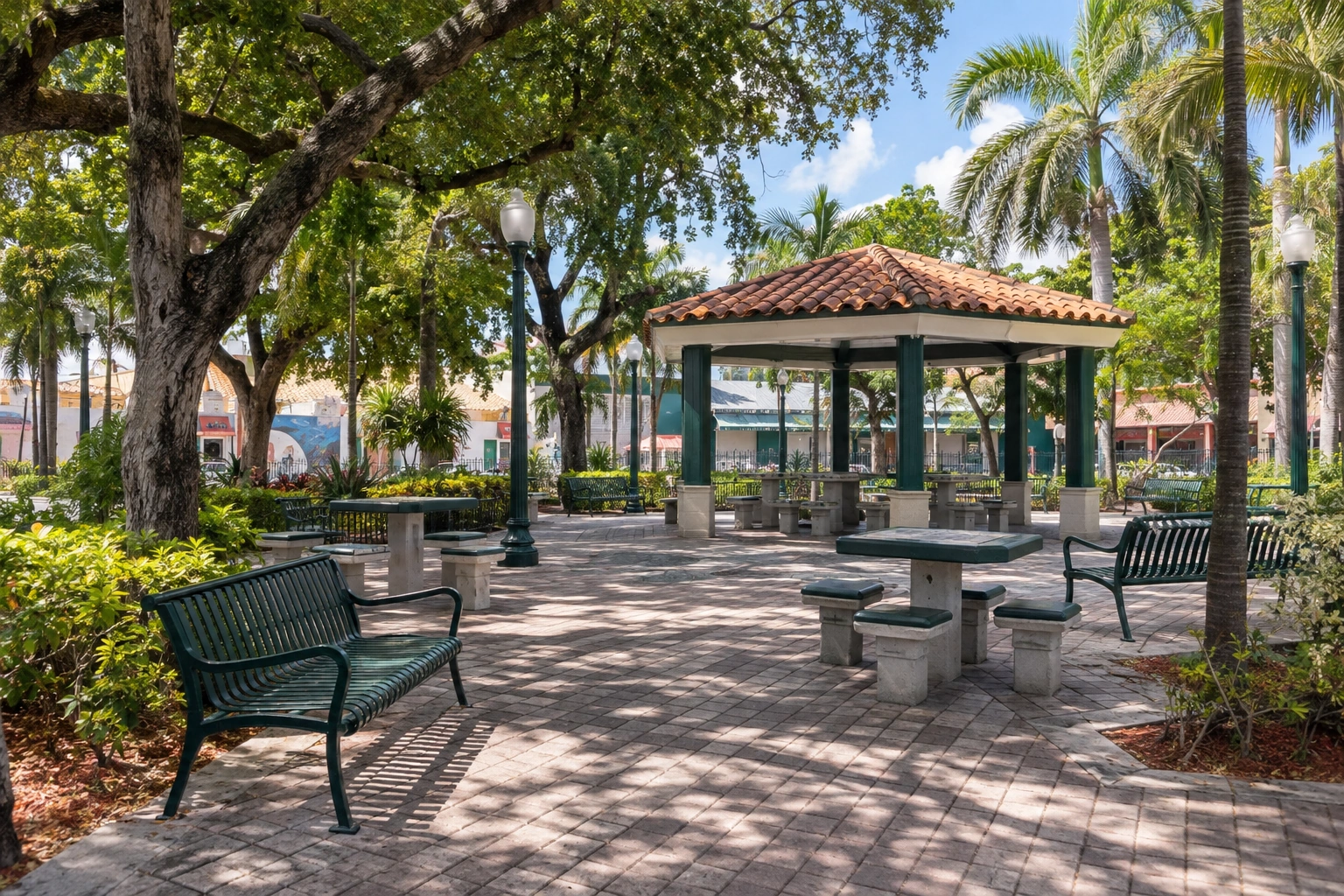 Illustrative catalog artwork of Máximo Gómez Park in Little Havana, Miami