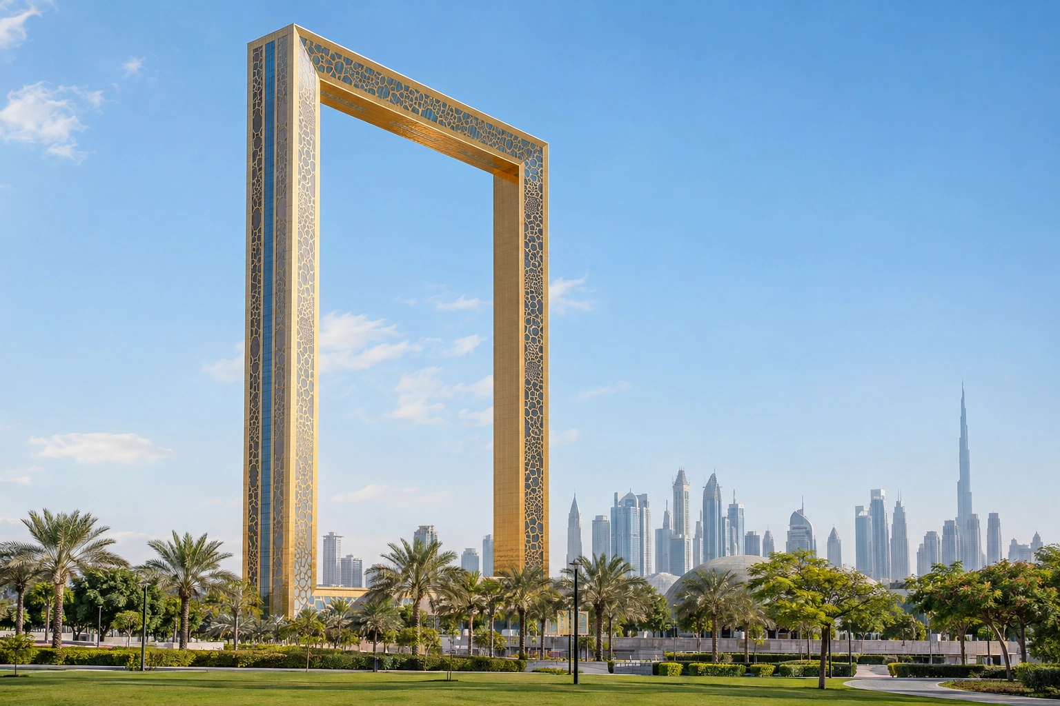 Illustrative catalog artwork of Dubai Frame in Dubai