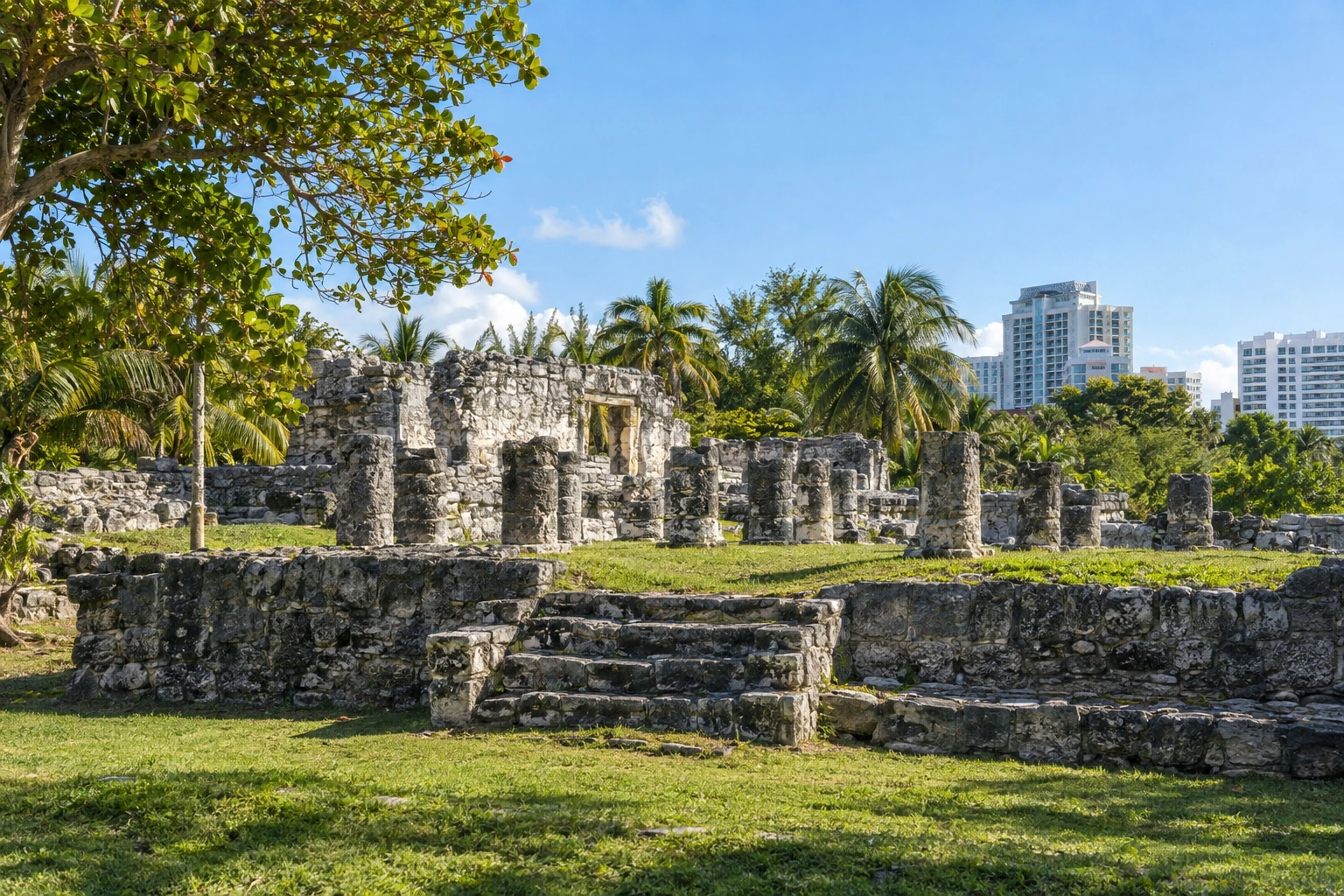 Illustrative artwork of El Rey Archaeological Zone in Cancun