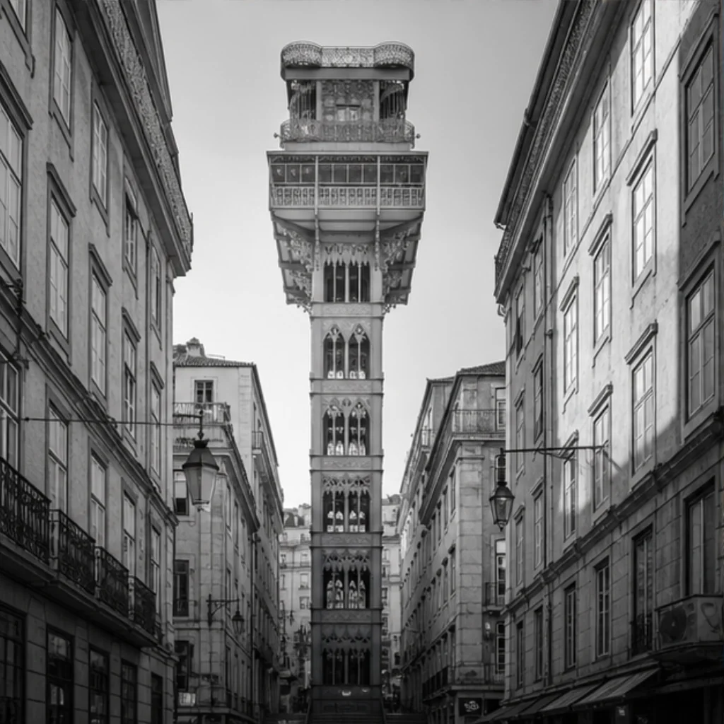 Illustrative Baixa Noir Experience preview for Elevador de Santa Justa