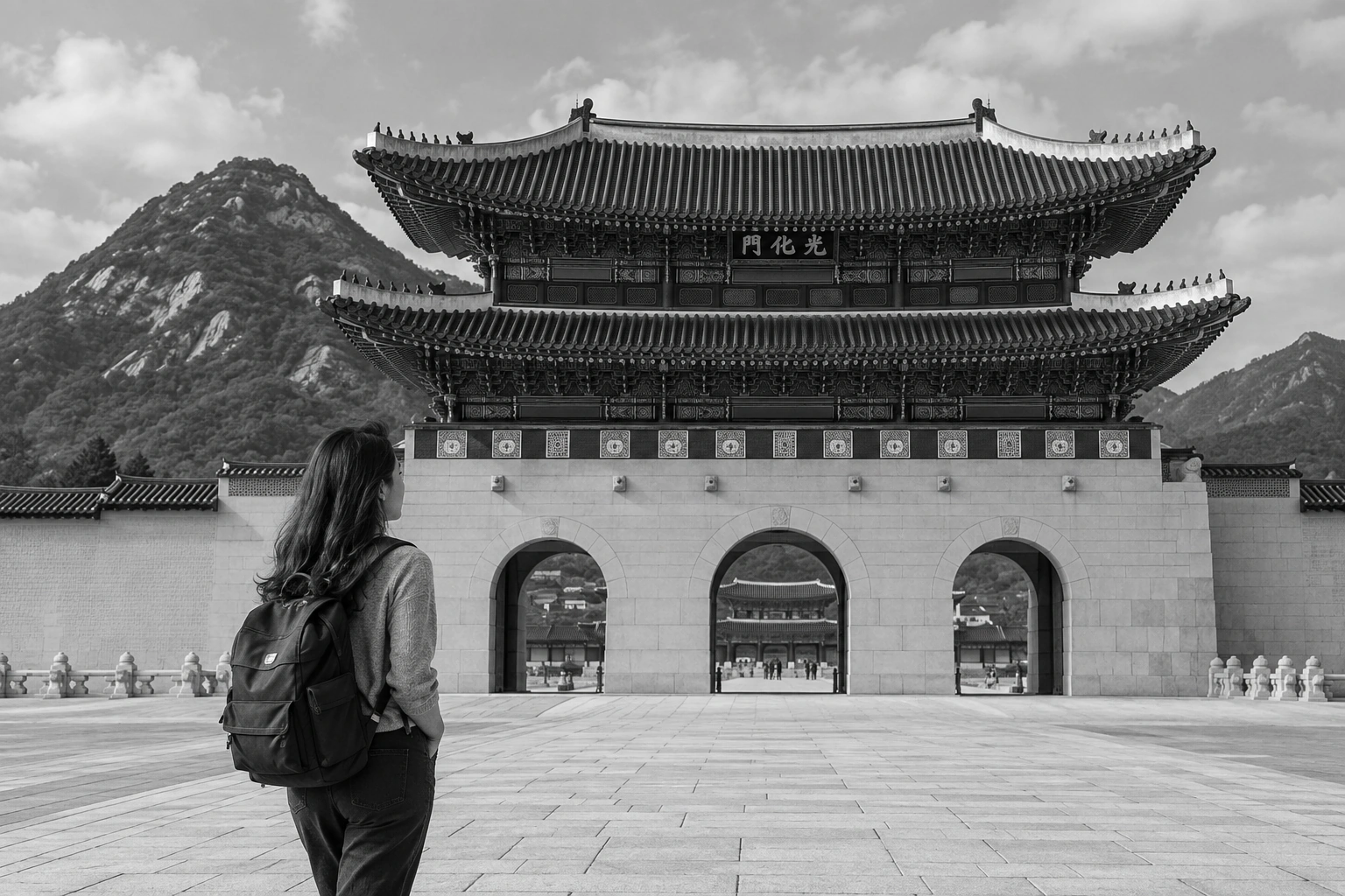 Illustrative Royal Gate on Film Experience preview for Gyeongbokgung Palace
