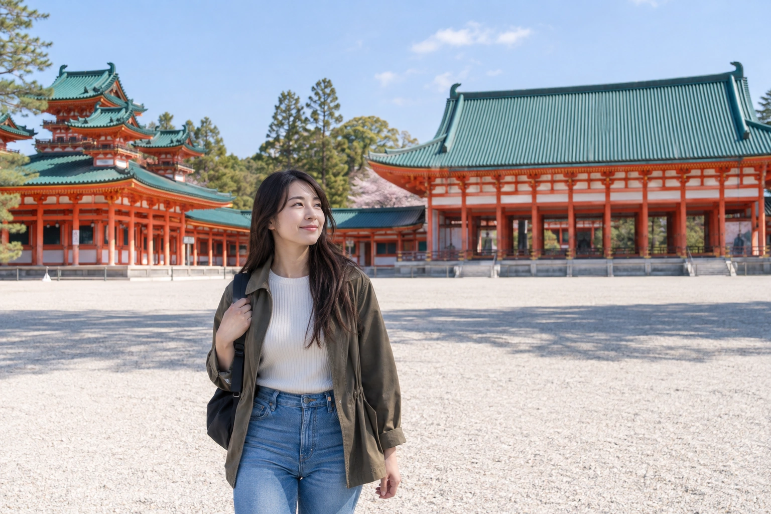 Illustrative Vermilion and Green Experience preview for Heian Jingu