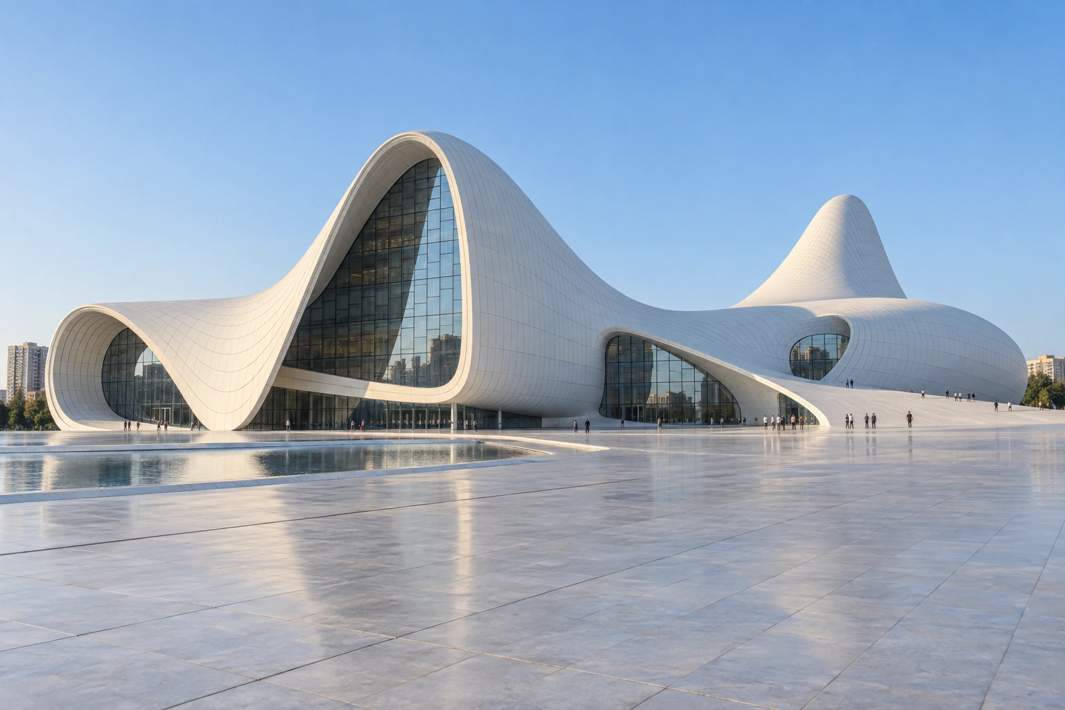 Illustrative catalog artwork of the Heydar Aliyev Center in Baku