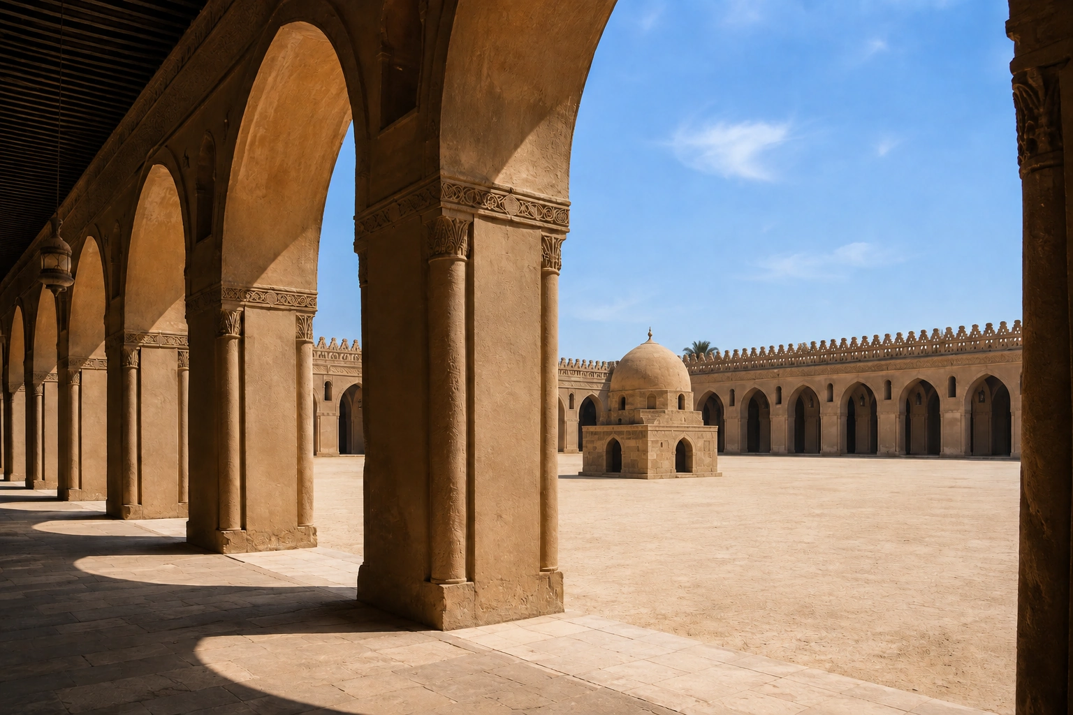 Illustrative catalog artwork of Ibn Tulun Mosque in Cairo, Egypt
