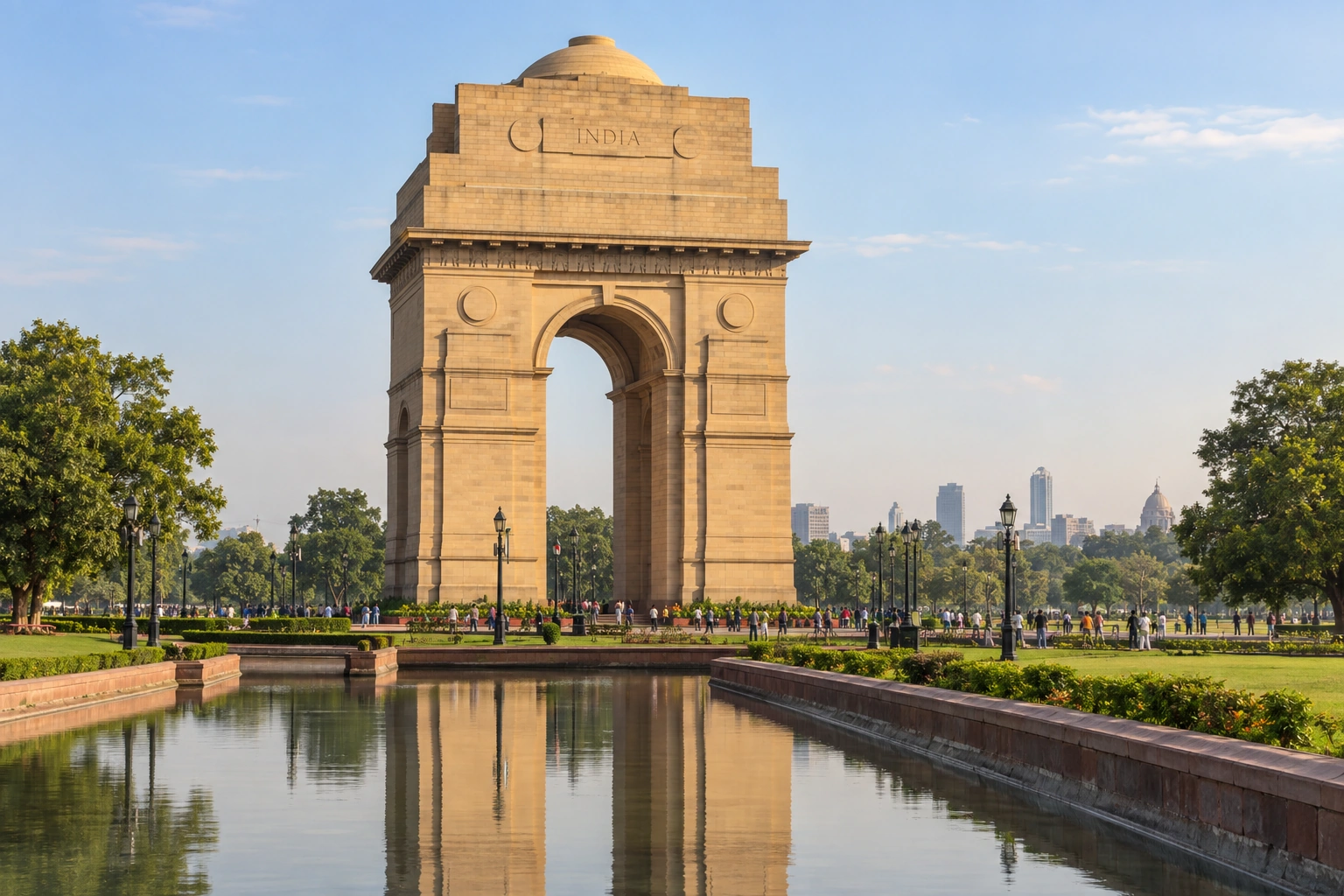 Illustrative catalog artwork of India Gate in Delhi