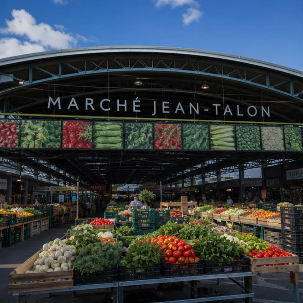 Illustrative catalog artwork of the Jean-Talon Market in Montréal