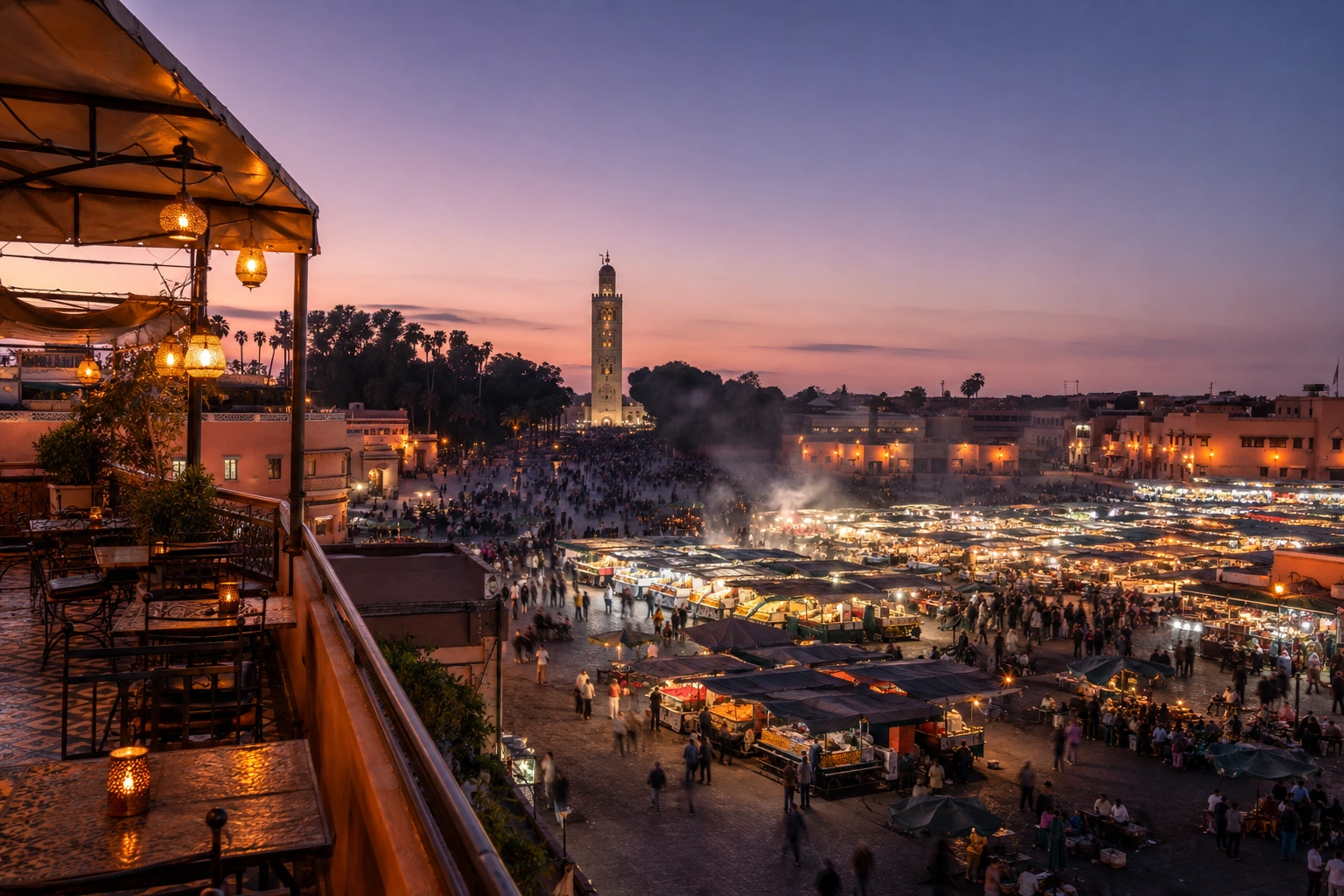 Illustrative catalog artwork of Jemaa el-Fnaa in Marrakech