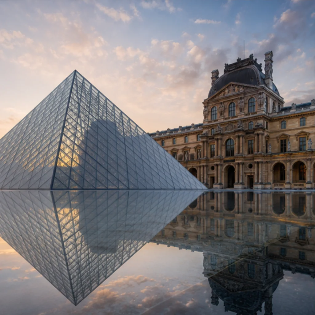 Illustrative Pyramid Reflections Experience preview for Louvre Museum