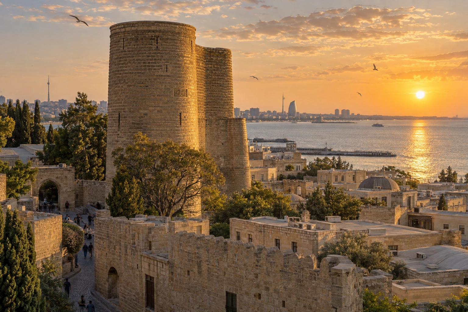 Illustrative catalog artwork of the Maiden Tower in Baku