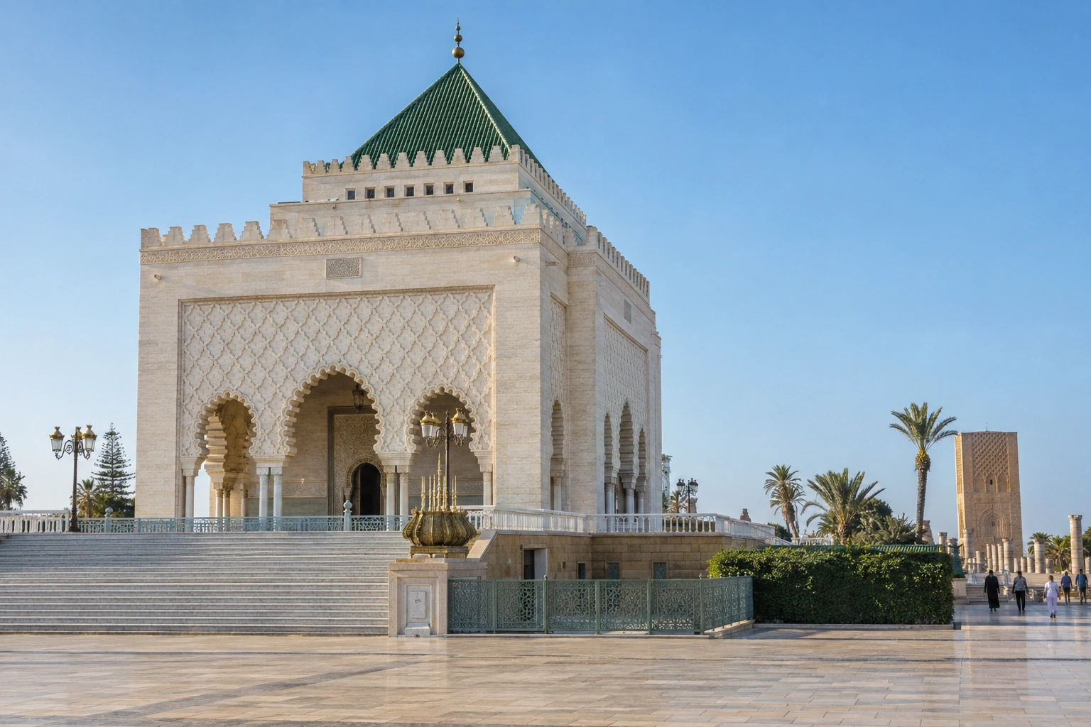 Illustrative catalog artwork of the Mausoleum of Mohammed V in Rabat