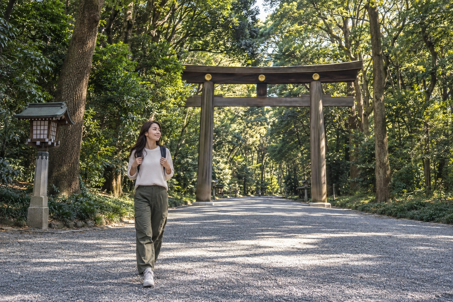 Illustrative Gravel and Cedar Experience preview at Meiji Jingu