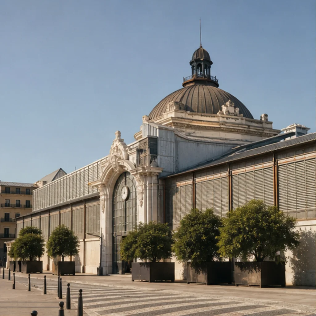 Illustrative catalog artwork of the Mercado da Ribeira in Lisbon