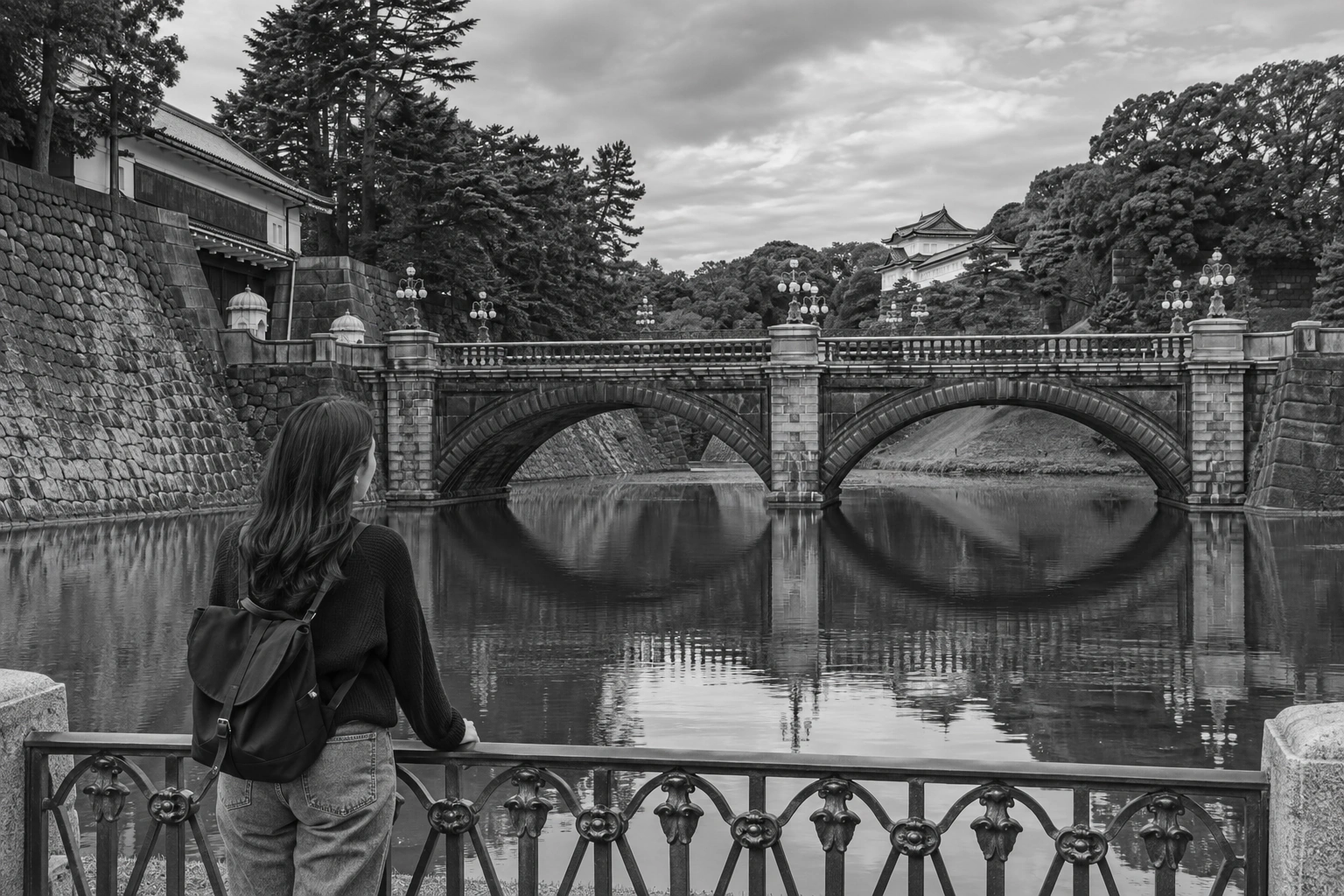 Illustrative Stone Arches on Film Experience preview for Nijubashi Viewpoint