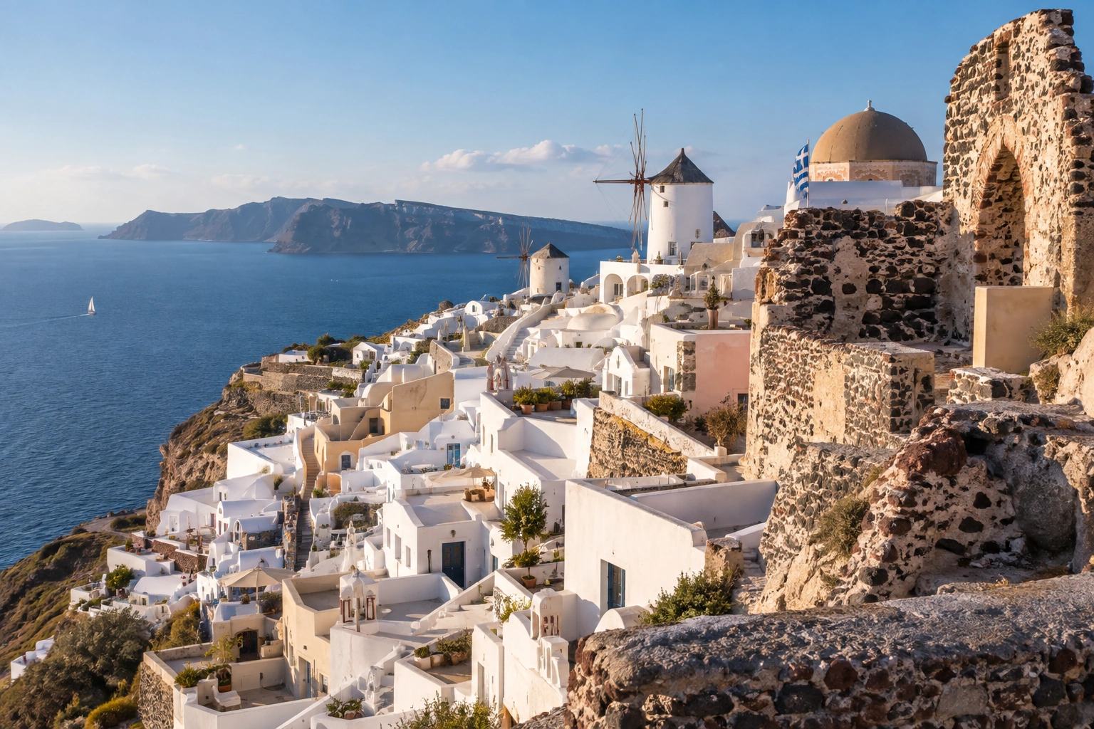 Illustrative catalog artwork of Oia Castle Viewpoint in Santorini