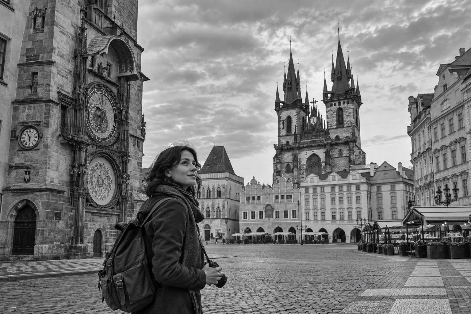 Illustrative Old Town on Film Experience preview for Old Town Square
