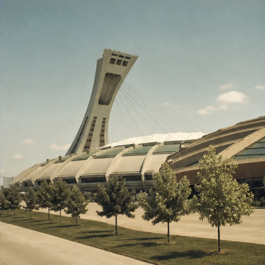Illustrative Seventies Editorial Experience preview for Olympic Stadium