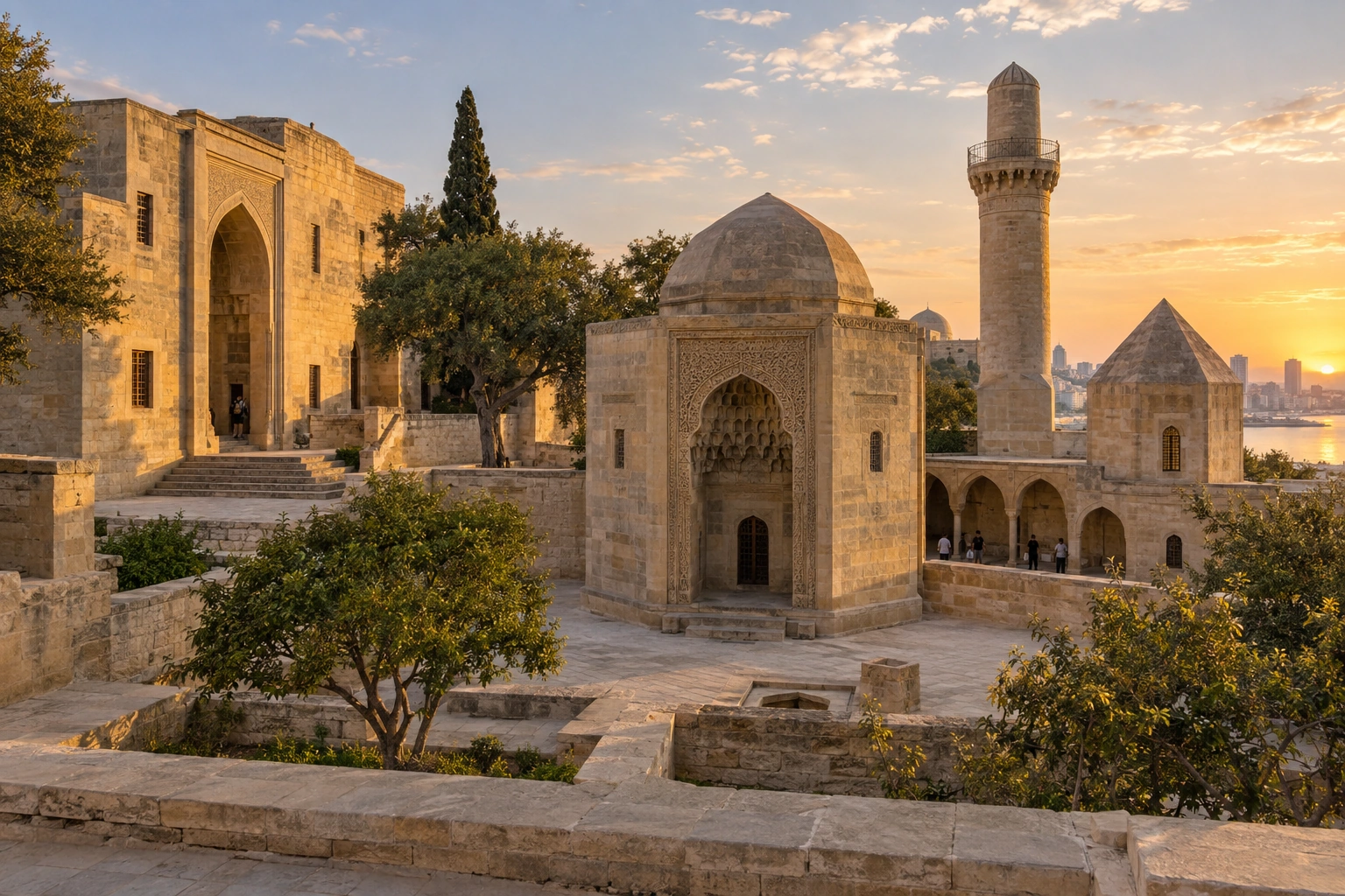 Illustrative catalog artwork of the Palace of the Shirvanshahs in Baku