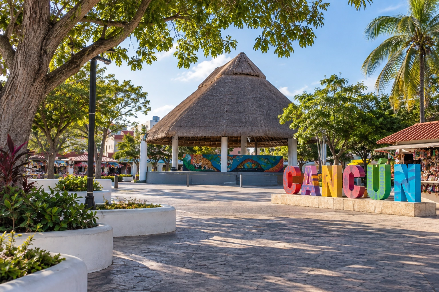 Illustrative catalog artwork of Parque de las Palapas in Cancun