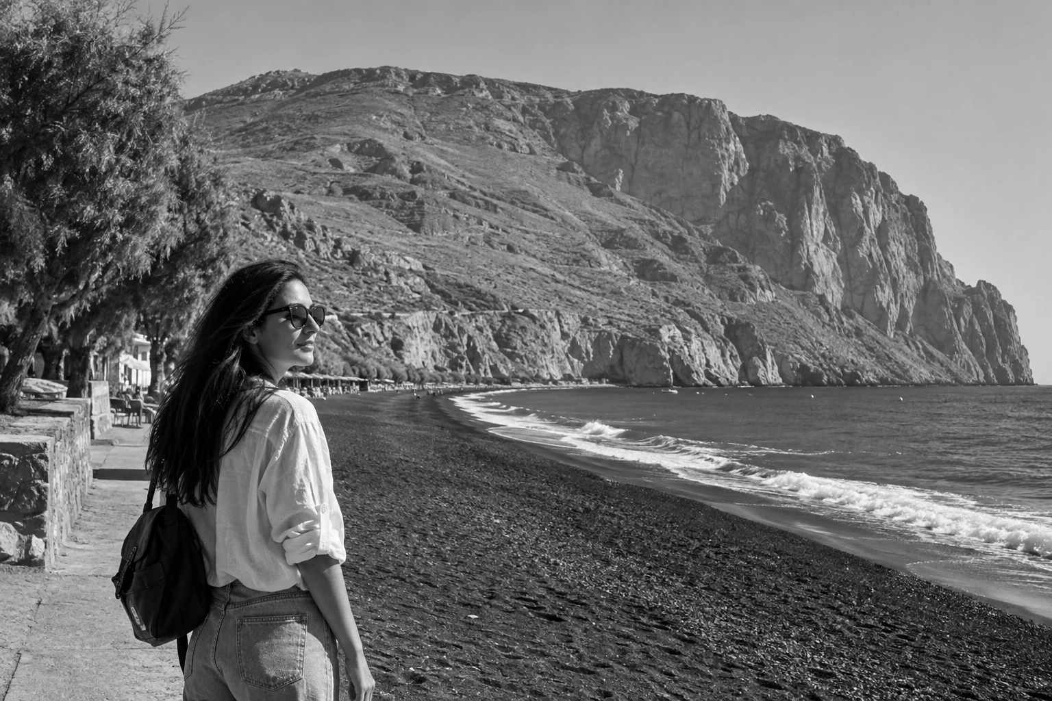 Illustrative Perissa on Film Experience preview for Perissa Beach