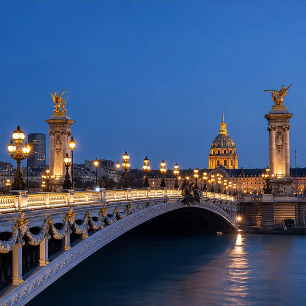Illustrative Invalides Blue Hour Experience preview for Pont Alexandre III
