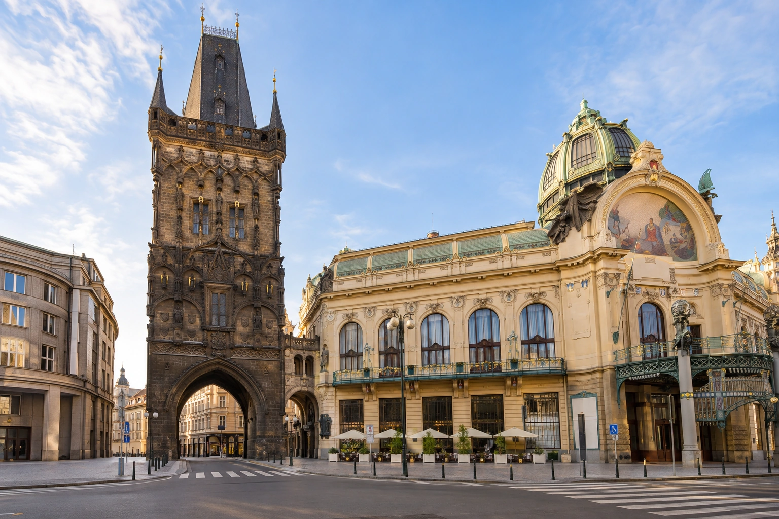 Illustrative catalog artwork of Powder Gate in Prague