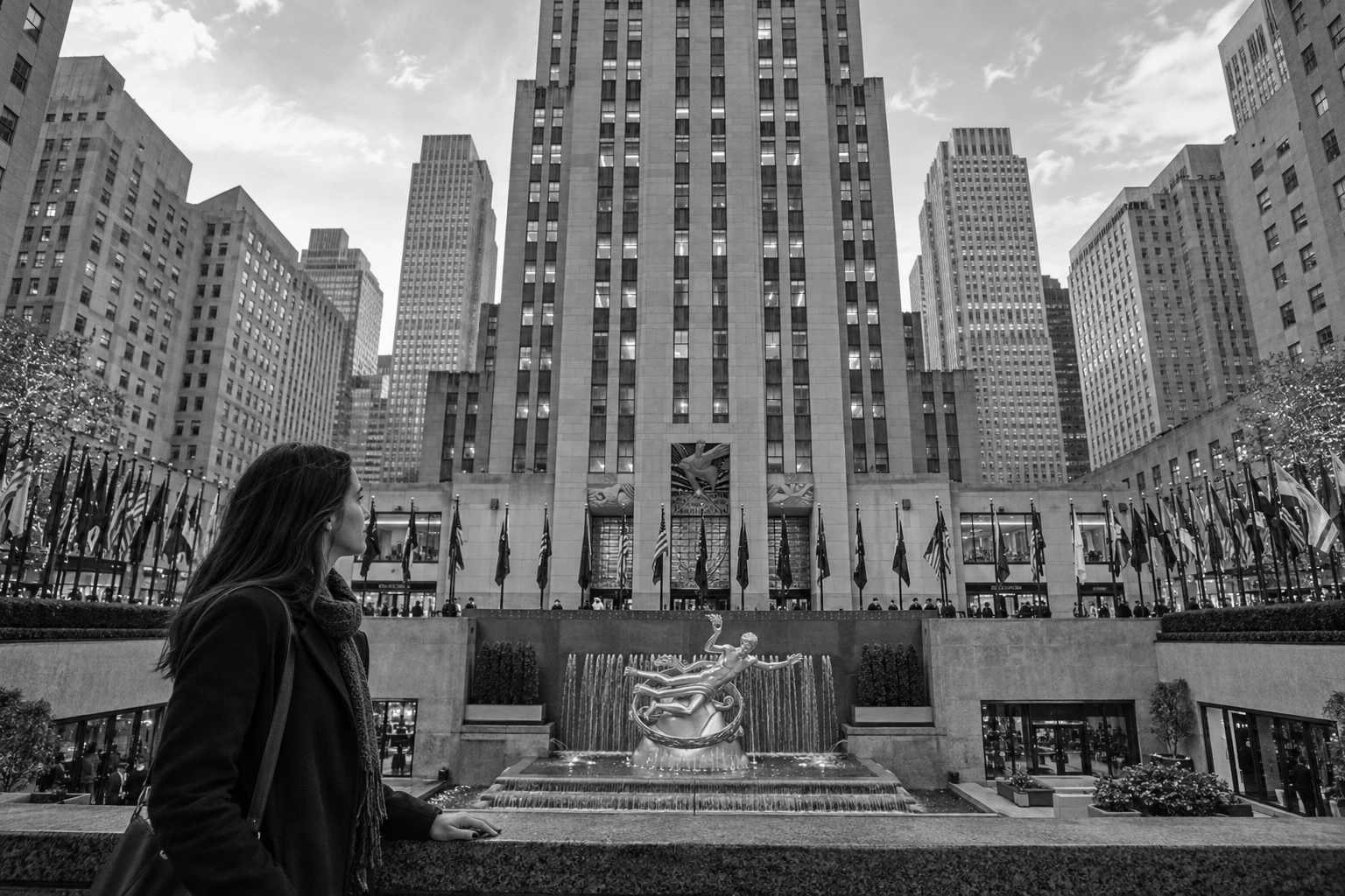 Illustrative Plaza on Film Experience preview for Rockefeller Center