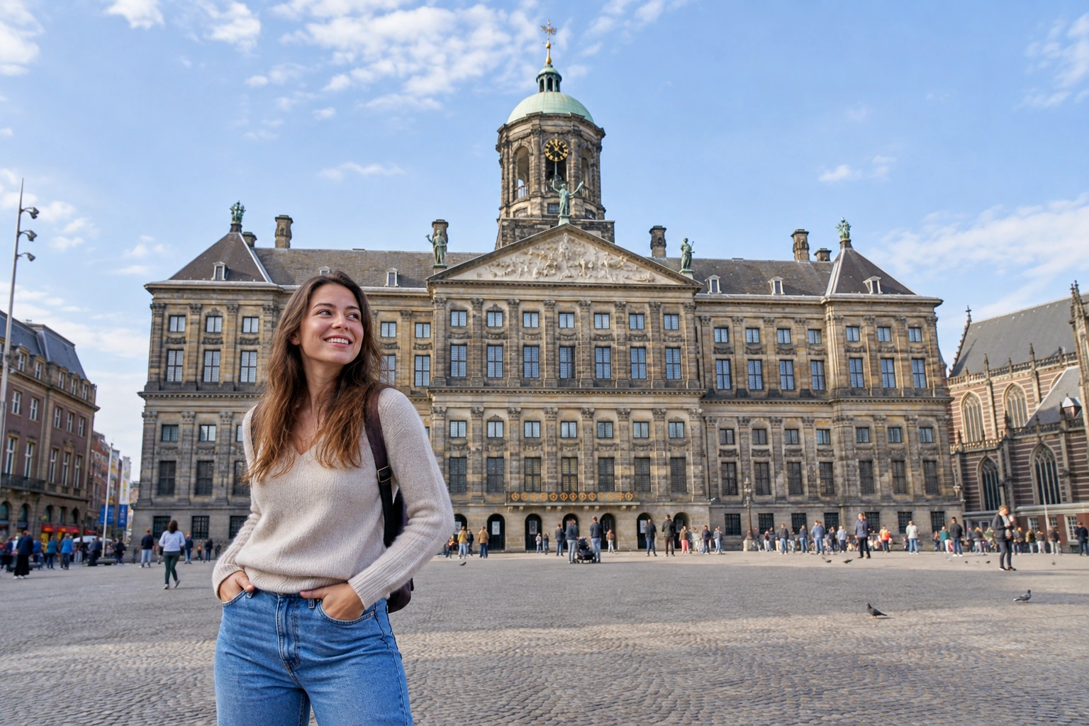 Illustrative Dam Square Light Experience preview for Royal Palace Amsterdam