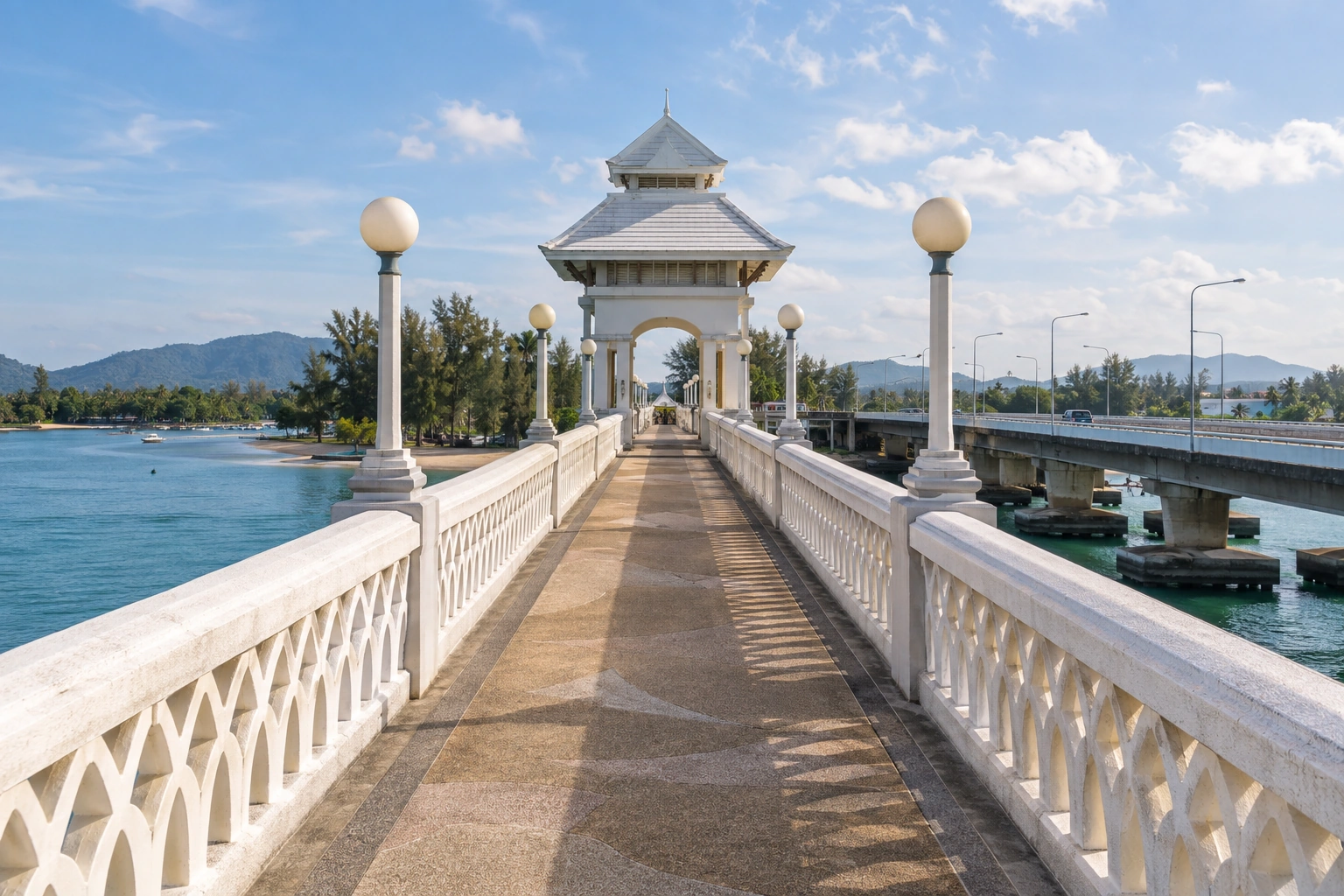 Illustrative catalog artwork of Sarasin Bridge in Phuket