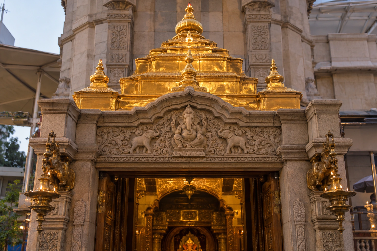 Illustrative Golden Shikhara Experience preview for Siddhivinayak Temple