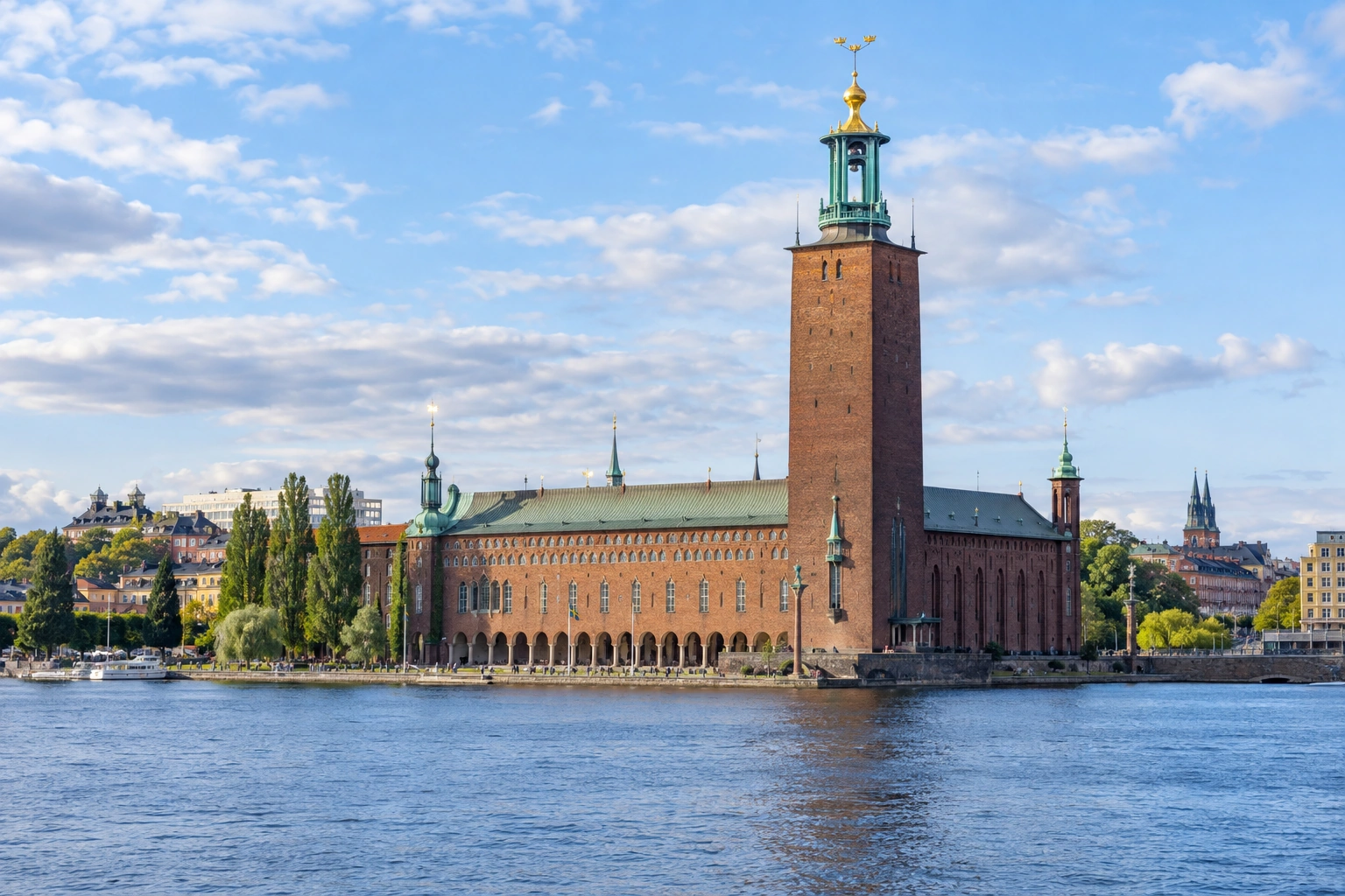 Illustrative catalog artwork of Stockholm City Hall in Stockholm, Sweden
