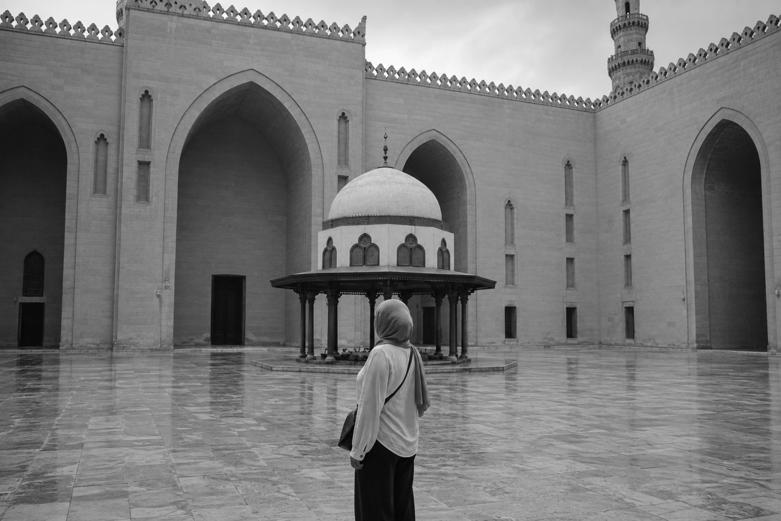 Illustrative Mamluk Monochrome Experience preview for Sultan Hassan Mosque