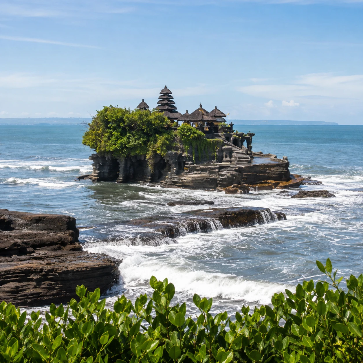Illustrative catalog artwork of Tanah Lot in Bali