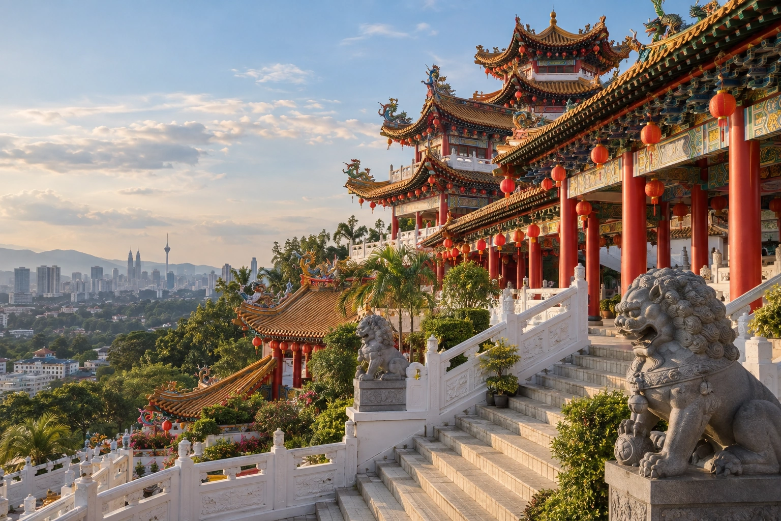Illustrative catalog artwork of the Thean Hou Temple terraces on Robson Heights