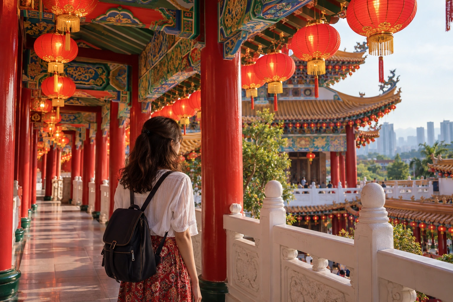 Illustrative Lantern Pillars Experience preview for Thean Hou Temple