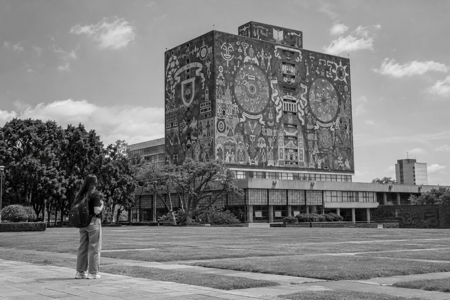 Illustrative UNAM on Film Experience preview for UNAM Central Library