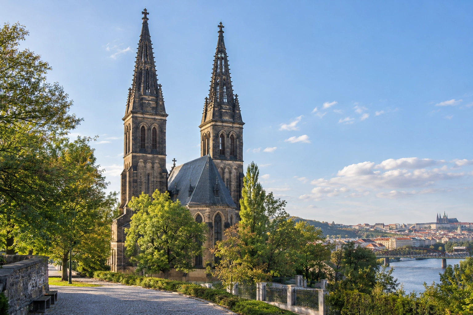 Illustrative catalog artwork of Vysehrad Basilica in Prague