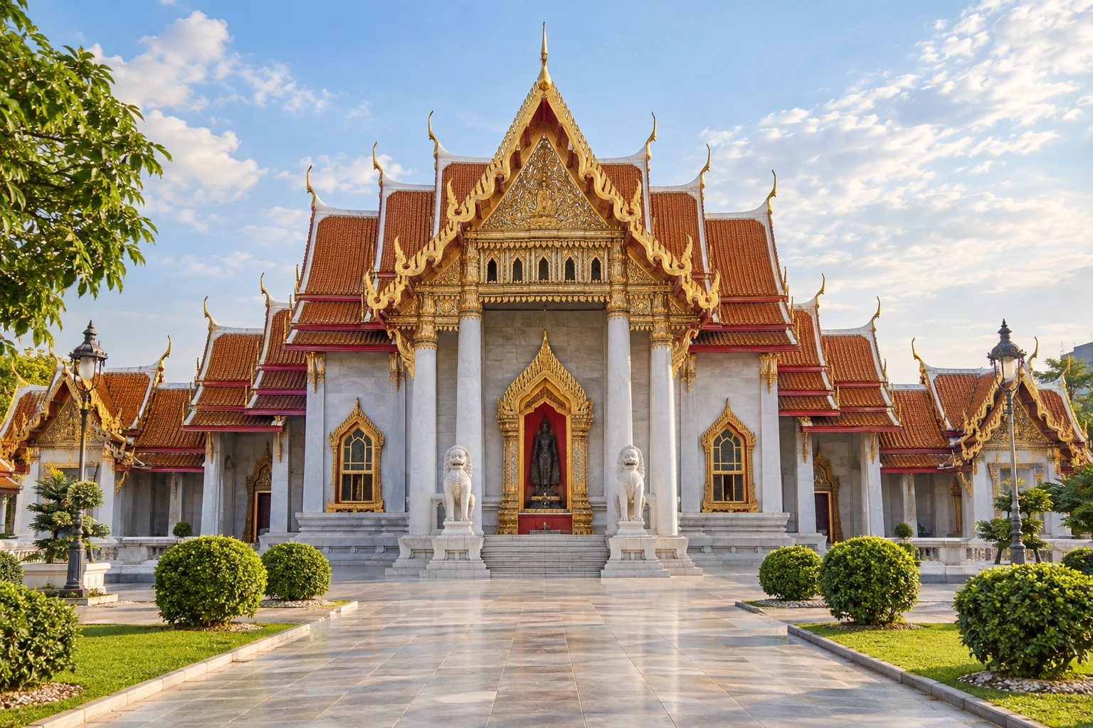 Illustrative catalog artwork of Wat Benchamabophit in Bangkok